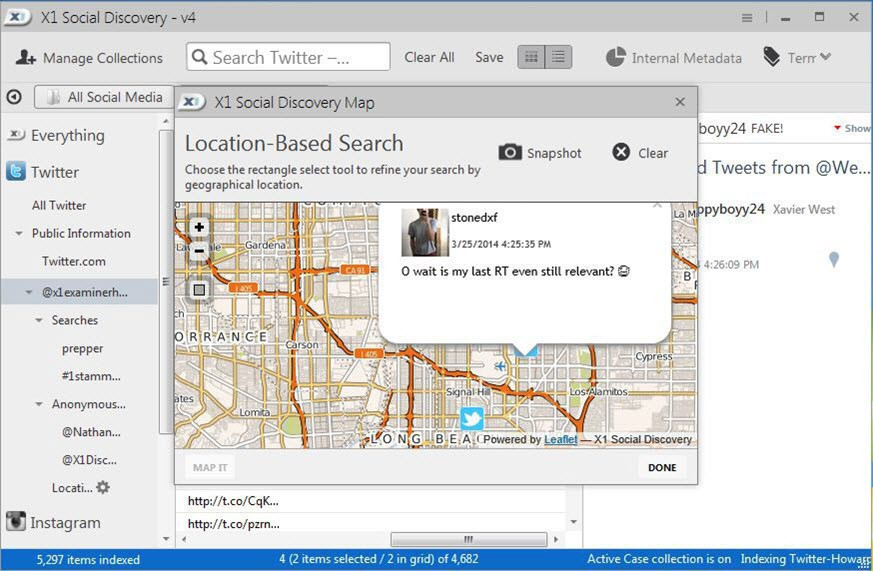 Mapit Geolocation: melihat peta yang menampilkan data geolokasi dengan lokasi, nama, dan update status dari Facebook atau Twitter pengguna